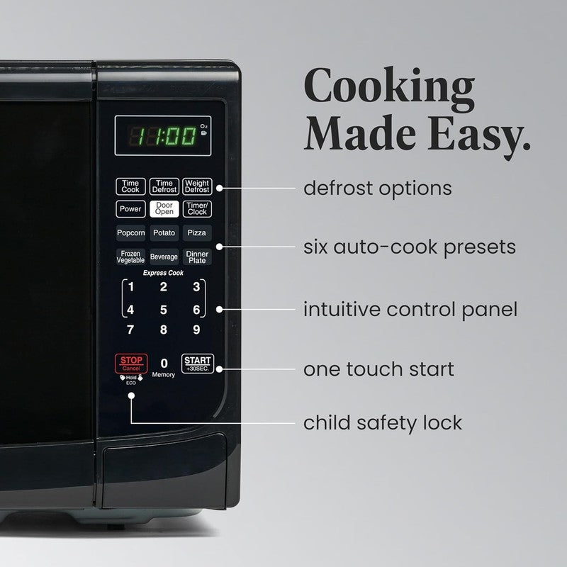 0.7 Cu Ft Countertop Microwave 700W Auto Cook Defrost Black2