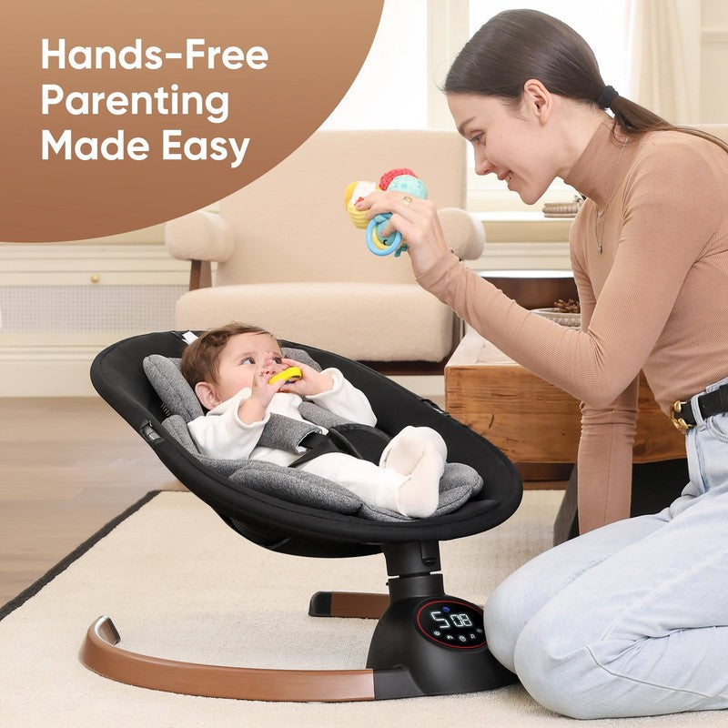 Baby Swing for Infants Bluetooth Control 5 Point 5 Speeds 10 Lullabies Grey1