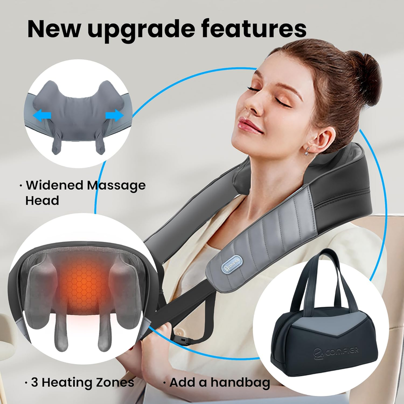 Cordless 4D Shiatsu Neck Shoulder Massager w/ Heat Back Massage Pillow5
