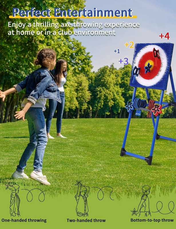 Axe Throwing Game for Backyard Indoor Outdoor w/ 8 Axes 8 Star Darts5
