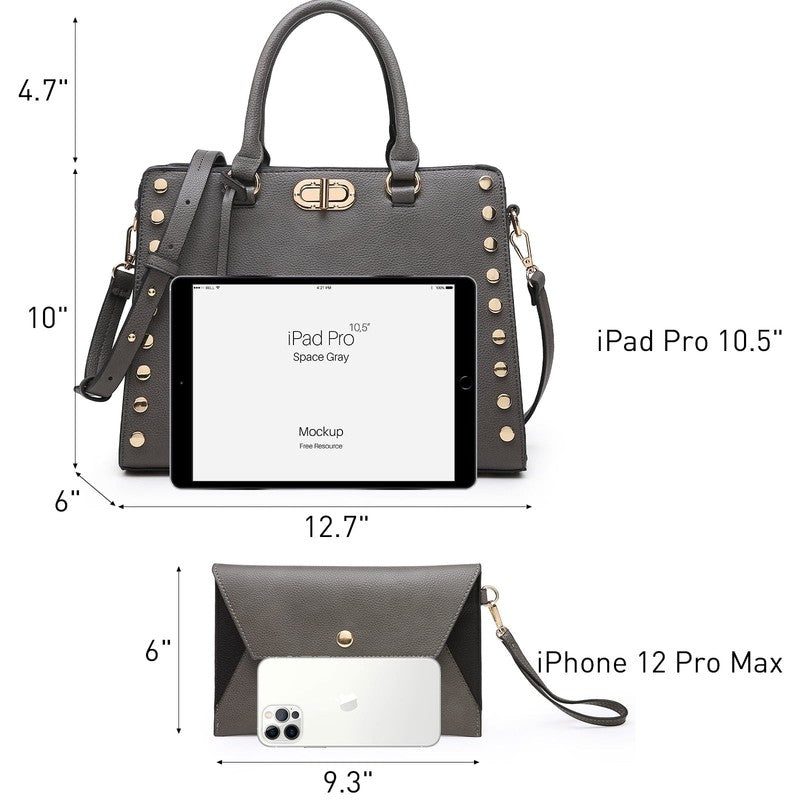 Women Satchel Handbag Shoulder Tote Work Bag with Matching Wallet1