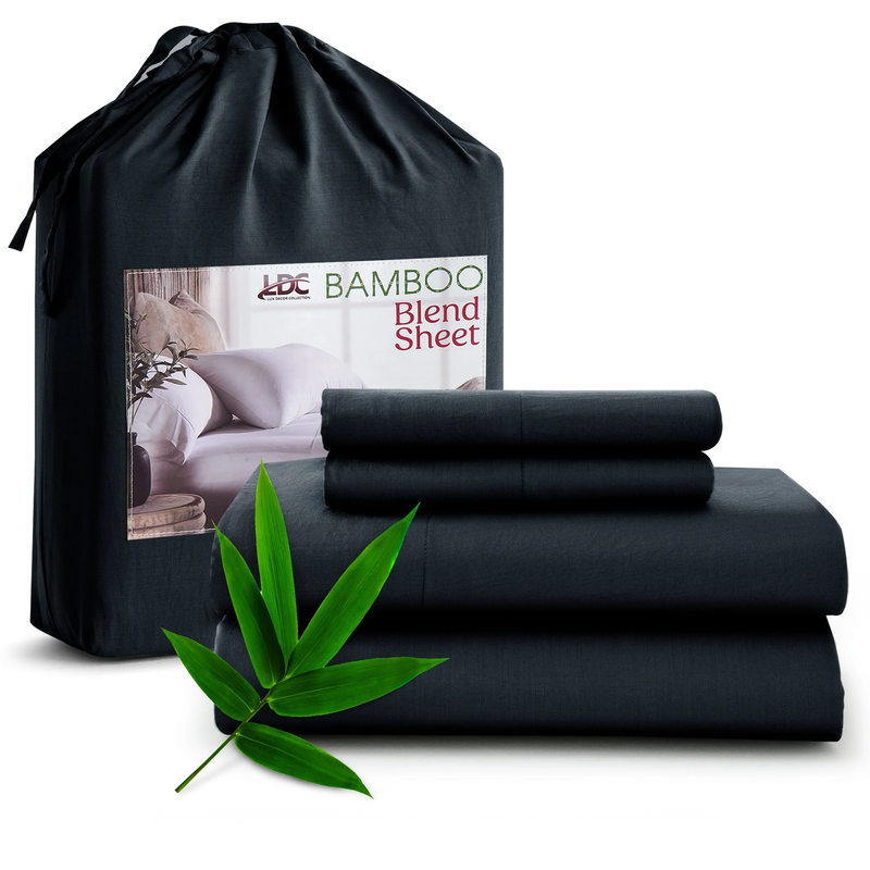 Rayon from Bamboo Blend Sheets Queen - 4 Piece Deep Pocket Bed Sheets Set, Black8