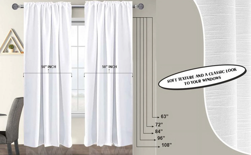 Set of 2 Reverse Tab Top Cotton Slub Duck Window Panels 50x84 White5