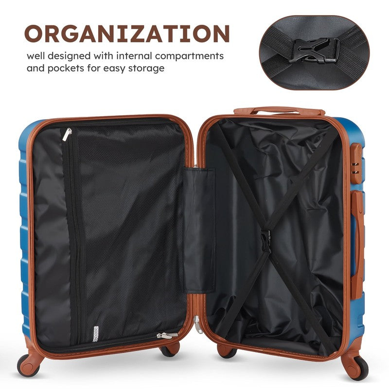 4 Piece Luggage Set Hardside Spinner Suitcase 16 20 24 28 Inch Sky Blue Tan8