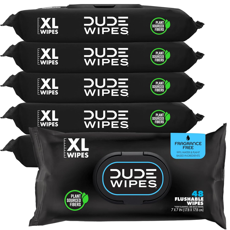 Flushable Wipes Unscented XL Adult 6 Pack 288ct Aloe Vitamin E11