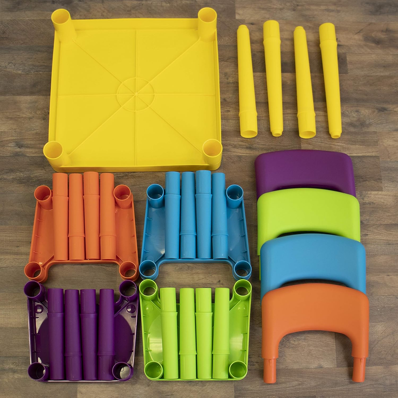Kids Table & 4 Chairs Set Yellow Toddler Activity Playtime Arts Crafts 5pc6