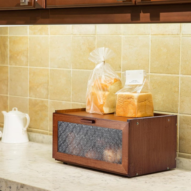 Vintage Retro Brown Bread Box Kitchen Countertop Bread Storage Box2