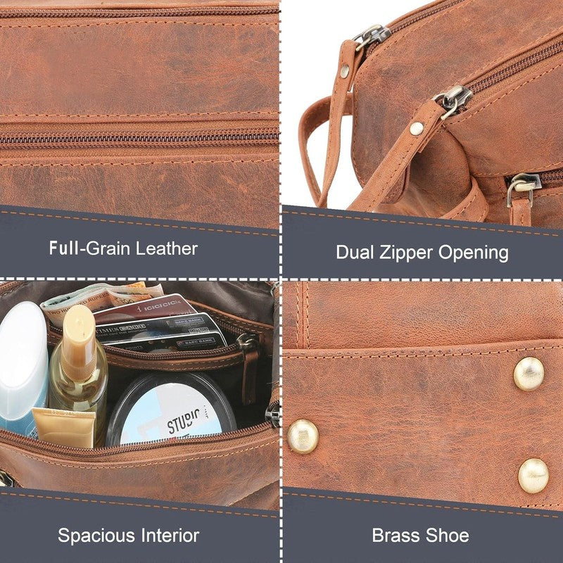 Leather Toiletry Bag Dopp Kit Travel Organizer Makeup Shaving Case2