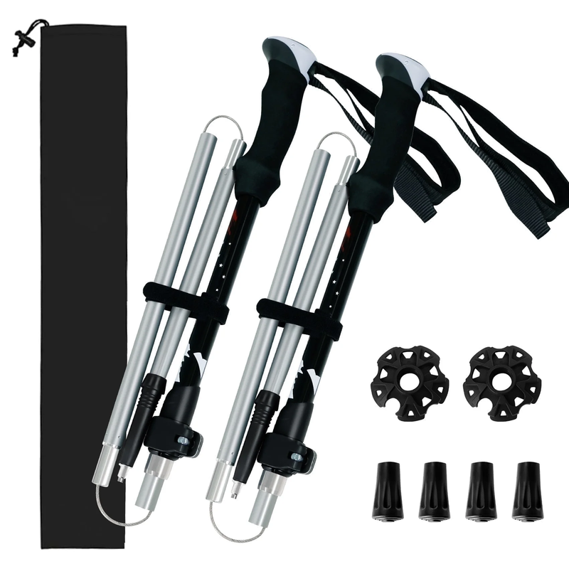 Collapsible Trekking Poles for Hiking   2 Pack Collapsible Aluminum Walking Stic0