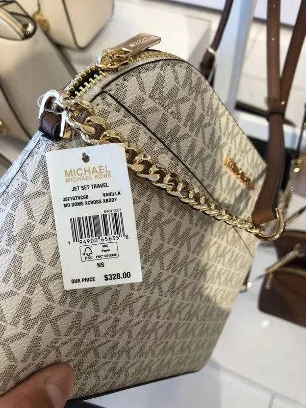 Womens Signature Canvas Crossbody Bag Back Slip Pocket Vanilla2