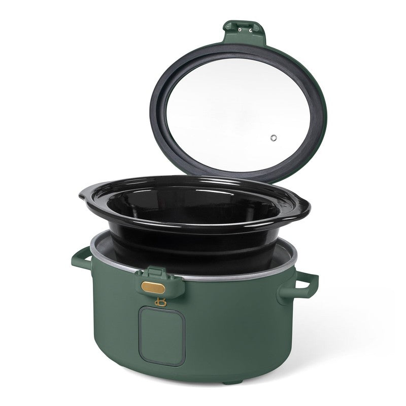 4 Qt Digital Slow Cooker with Hinged Locking Lid, Thyme Green by Drew Barrymore6