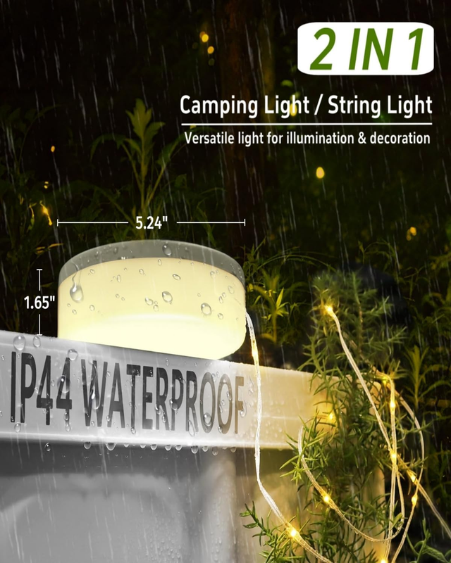 Solar Camping String Lights 39.4ft Waterproof Tent Lantern 8 Modes2