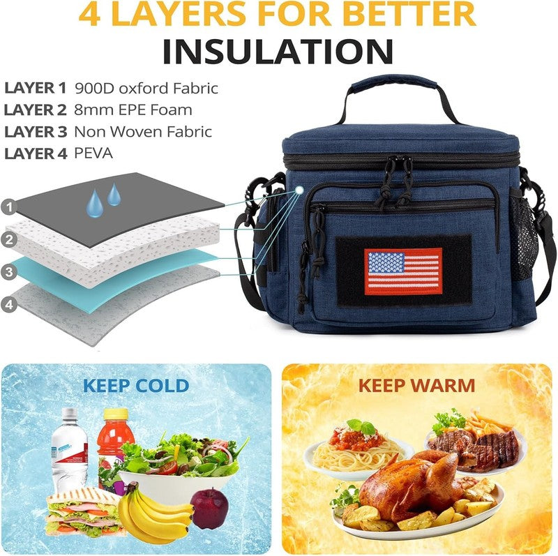 Tactical Lunch Box MOLLE Insulated Leakproof Cooler Bag Blue3