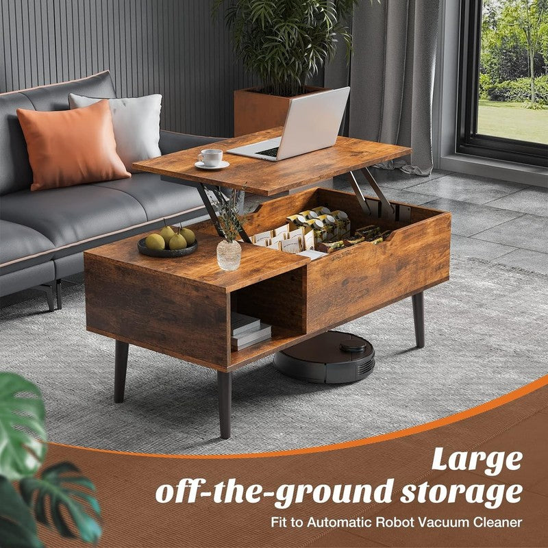 Lift Top Coffee Tables for Living Room, Small Rising Wooden Center Tables with S3