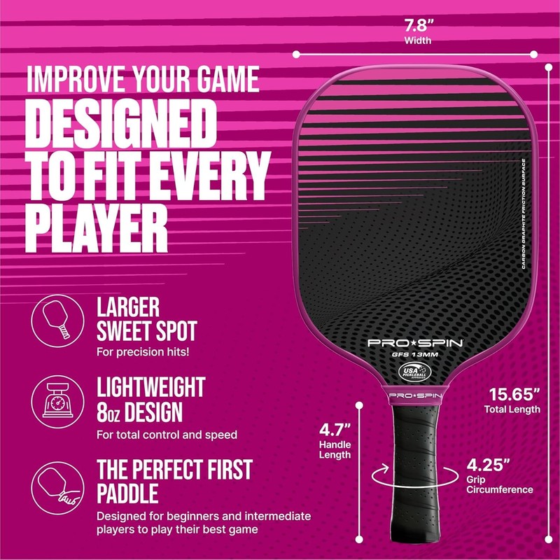 Carbon Fiber Pickleball Paddles Set of 2 or Single | Lightweight Pickleball Set 3