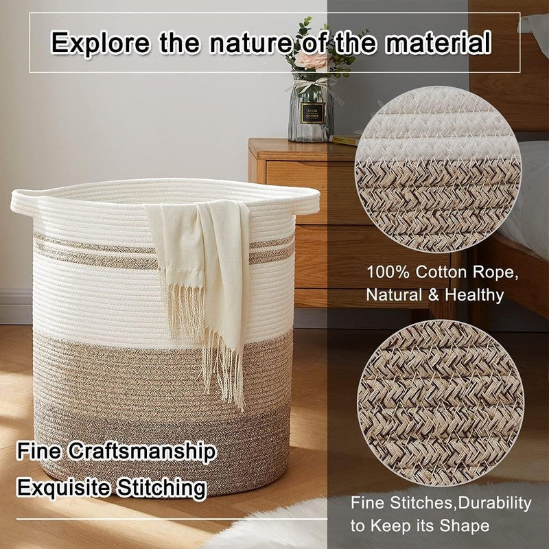 80L Laundry Hamper with Handles, Woven Storage Basket for Clothes, Toys, Blanket2