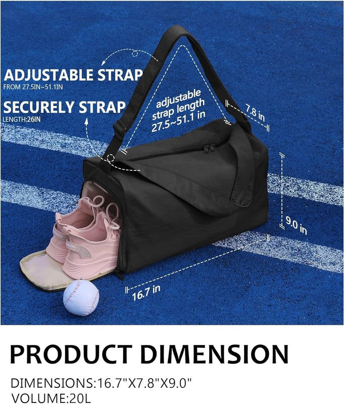 Small Gym Bag Shoes Compartment Duffle Travel Bag Wet Pocket Yoga Pilates Swim2