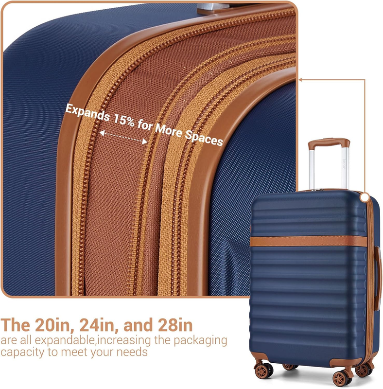 28 Inch Expandable Hardside Luggage ABS PC TSA Lock Suitcase Navy4