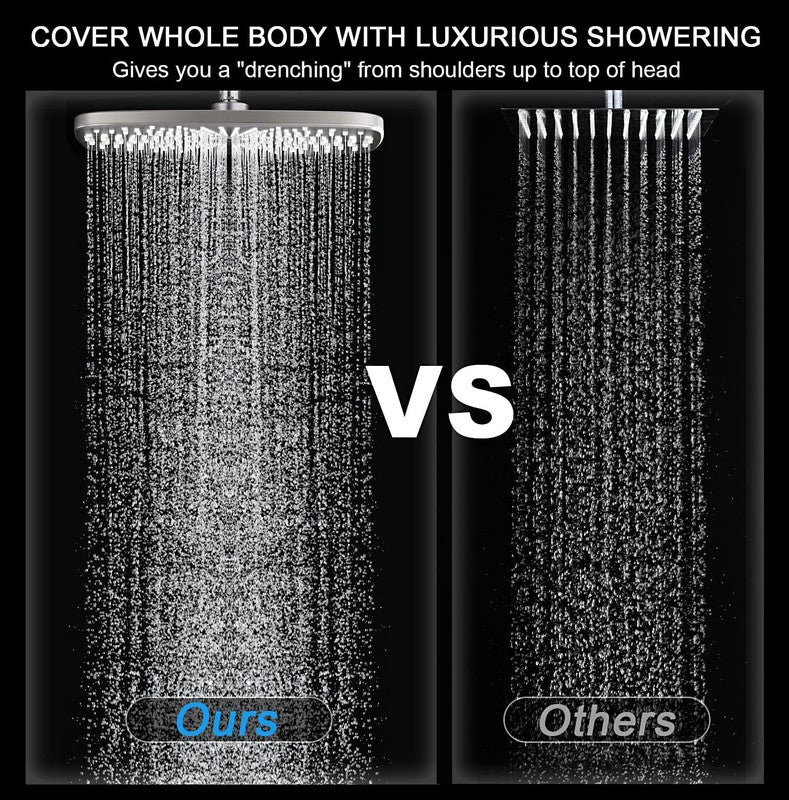 High Pressure Rain Shower Head w/ Handheld 10-Spray Combo Detachable Jets Silver3