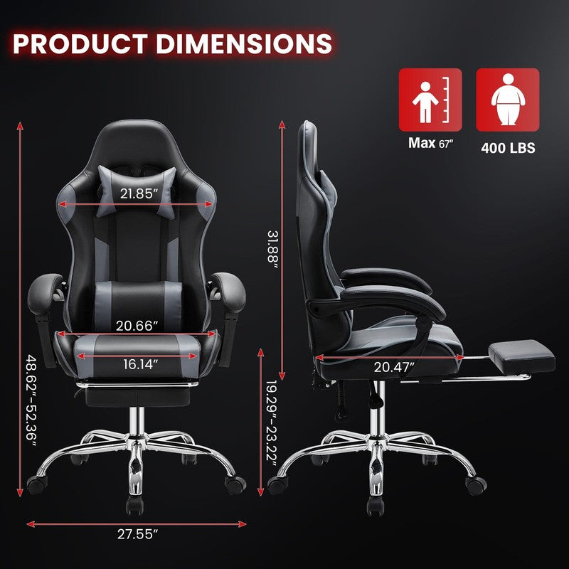 Big and Tall Gaming Chair, Computer Chair with Footrest and Lumbar Support, Heig2