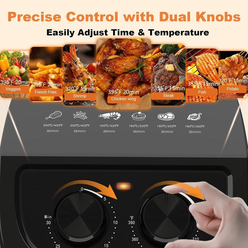2.5QT Air Fryer, 6 Menus, Dual Knob, Nonstick, Oil-Free, for 1–2 People1