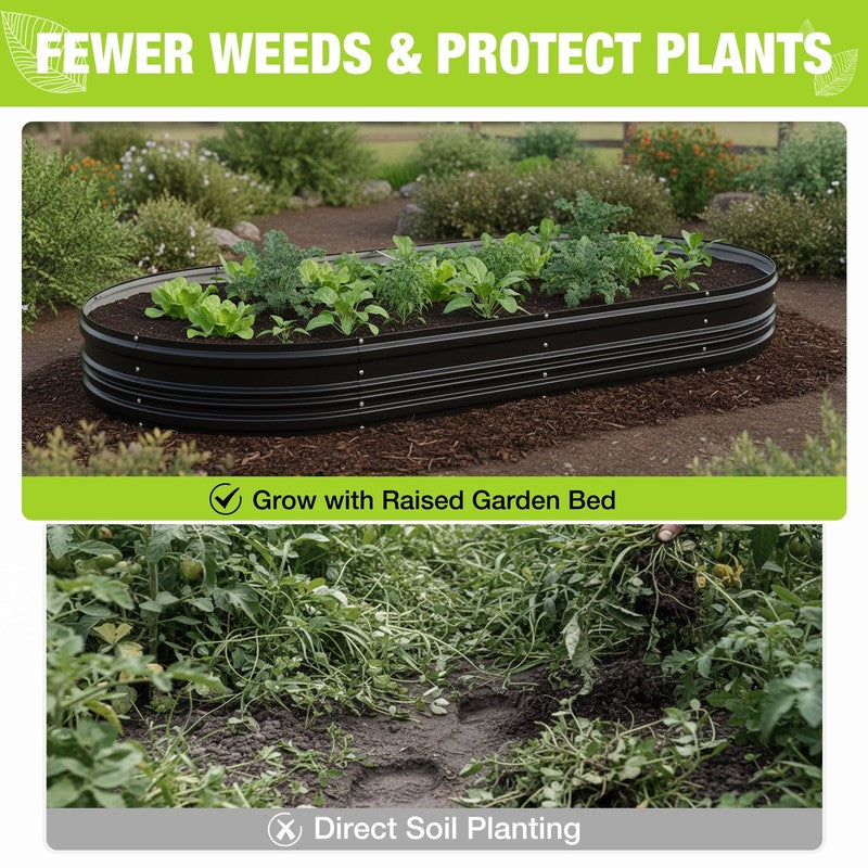 2PK 8X4X1Ft Outdoor Galvanized Raised Garden Bed Kit-Black2