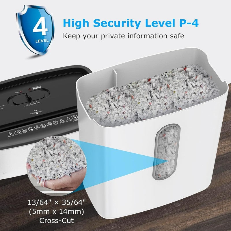 8 Sheet Cross Cut Paper Shredder P 4 Home Office Credit Card Small White2