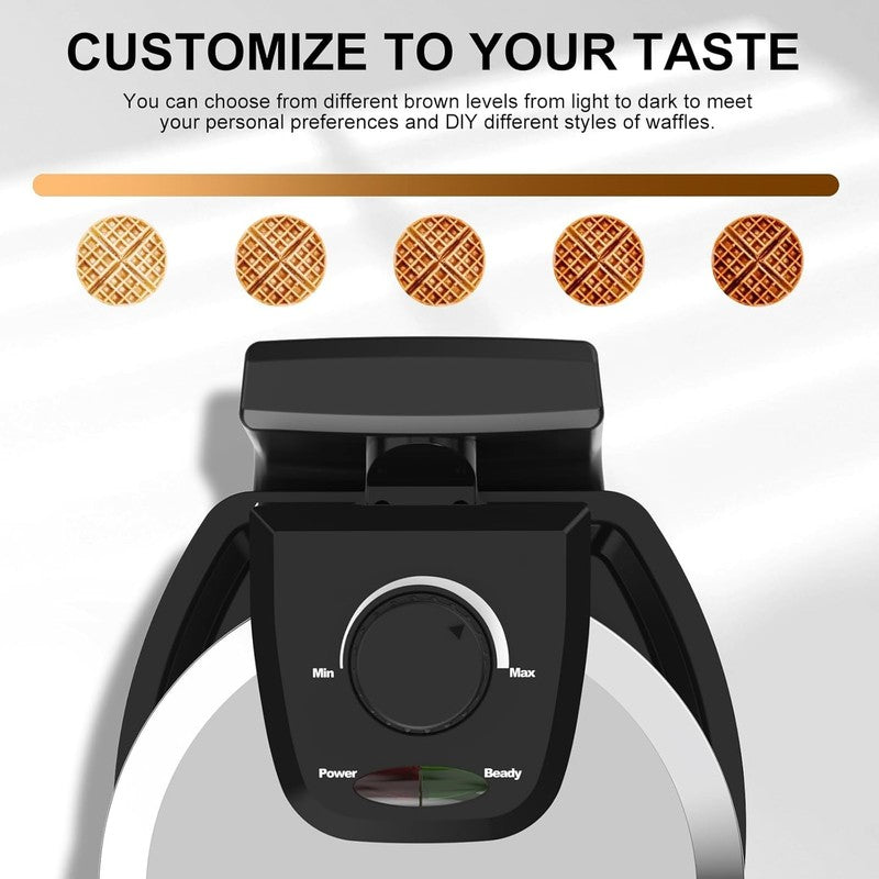 Rotating Belgian Waffle Maker 180° Flip Nonstick Iron Adjustable Browning Steel5
