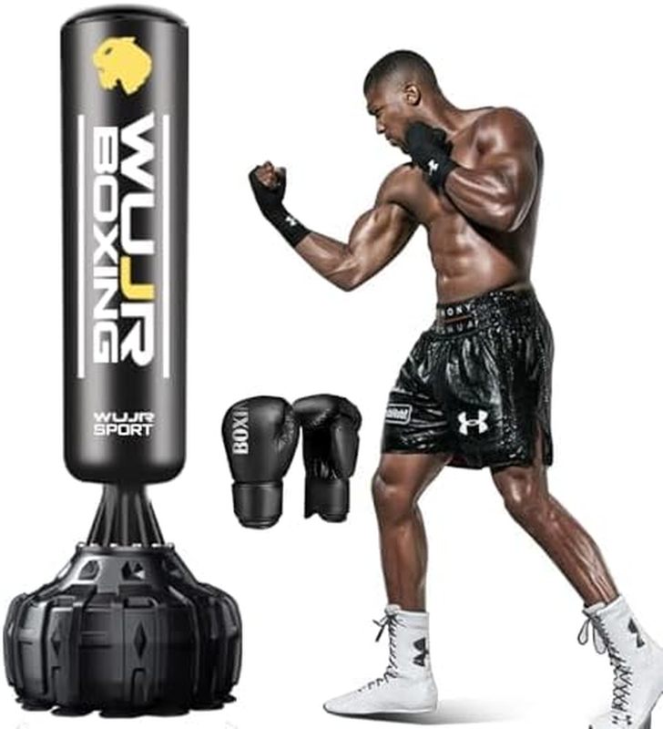 70in Freestanding Punching Bag w Gloves Heavy Boxing Bag Suction Base5