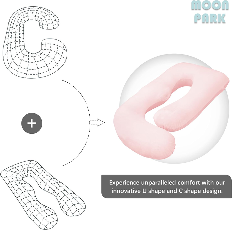 U Shaped Pregnancy Maternity Pillow 57" Full Body Sleep Support Pink4