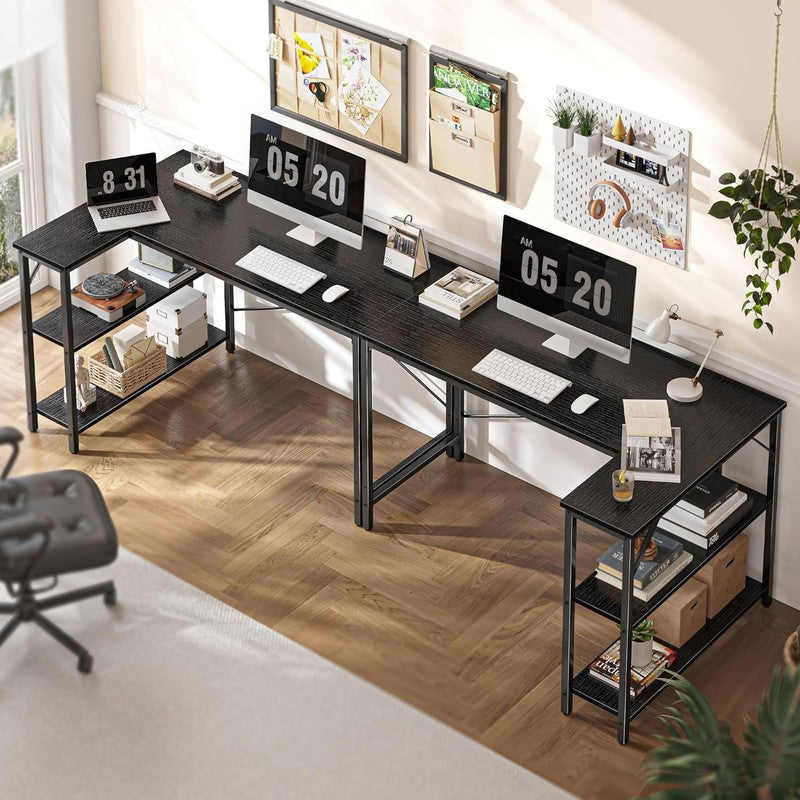 L Shaped 47" Computer Desk w/ Reversible Storage Shelves Gaming Home Office4