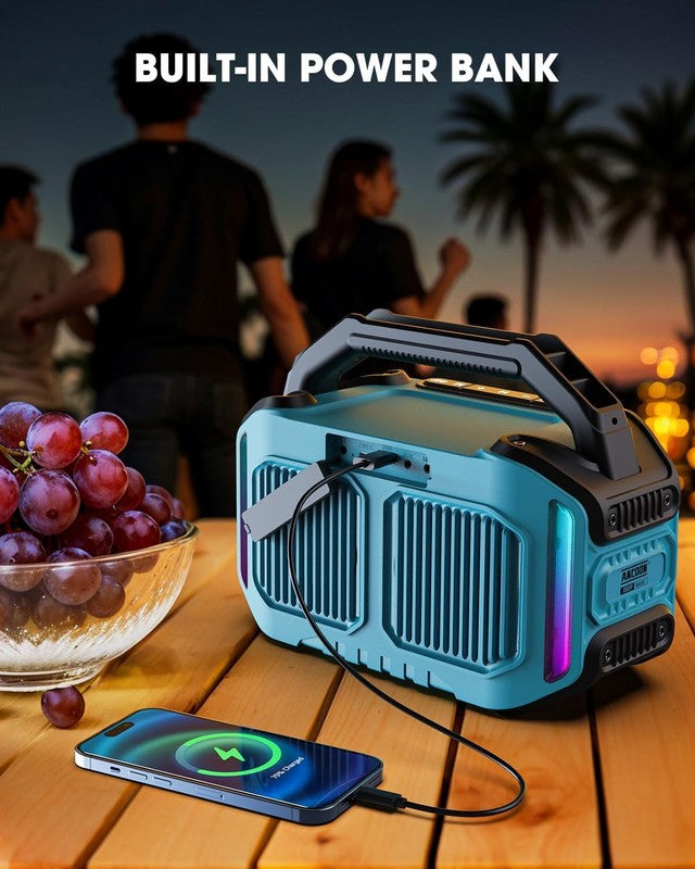 80W Bluetooth Speaker, Loud Bass, IPX6 Waterproof, 20H Playtime, TWS, Sky Blue6