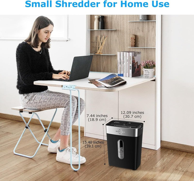Compact 8-Sheet Cross Cut Shredder for Home Office, High Security P-47