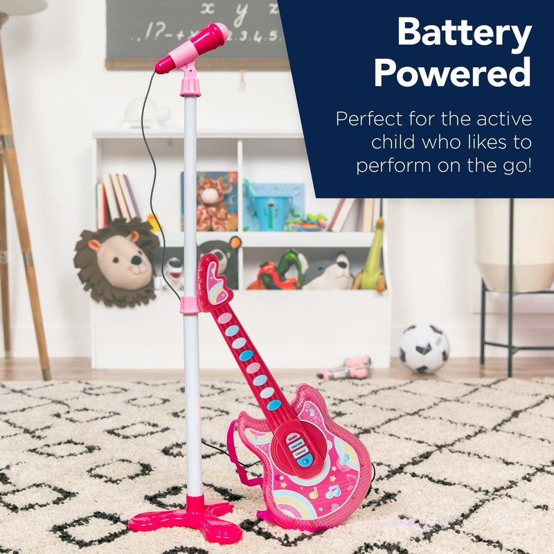 19In Kids Flash Guitar, Pretend Play Musical Instrument Toy for Toddlers W/ Mic,2