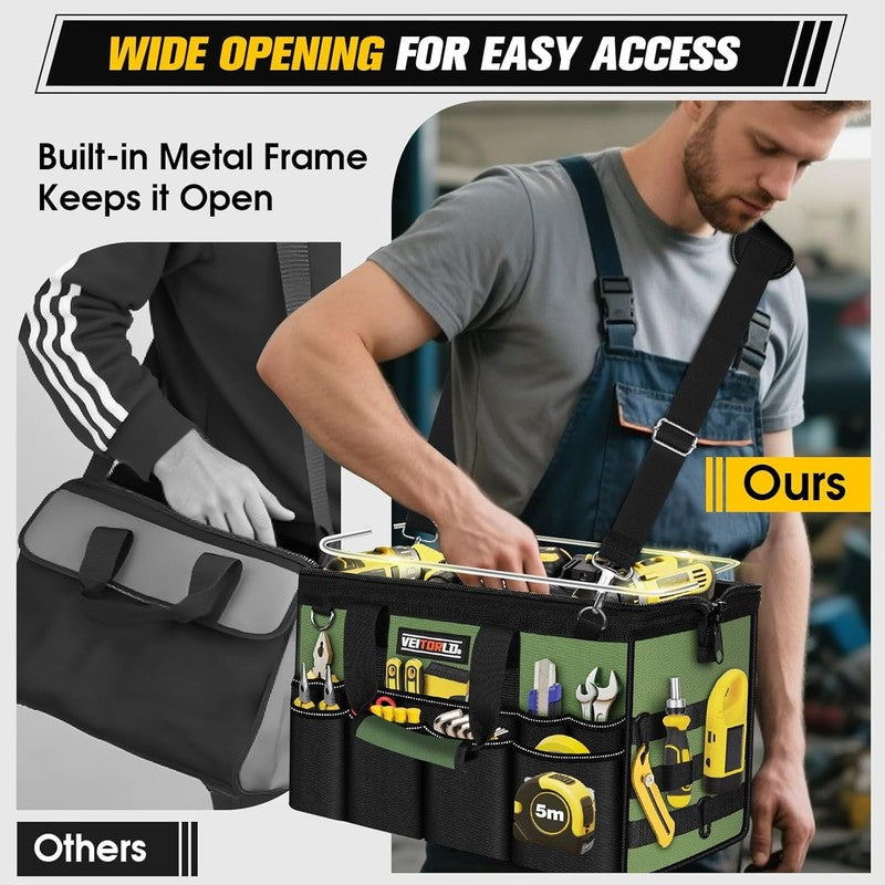 16" Heavy Duty Tool Bag 19 Pockets Portable Organizer Electrician Toolbox3