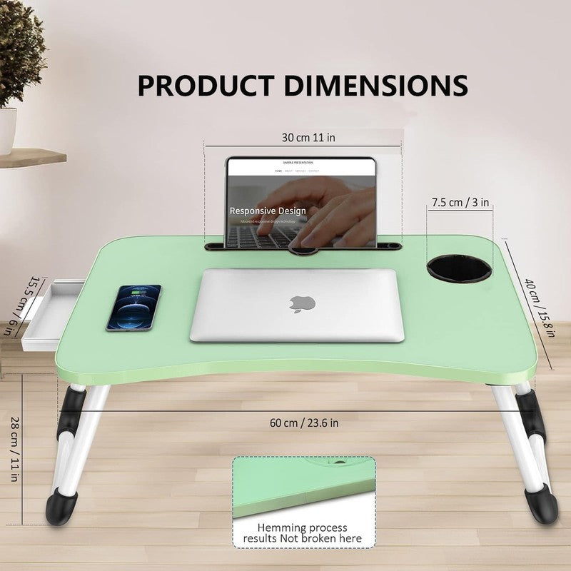 Foldable Lap Desk, 23.6 Inch Portable Wood Laptop Desk Table Workspace Organizer2