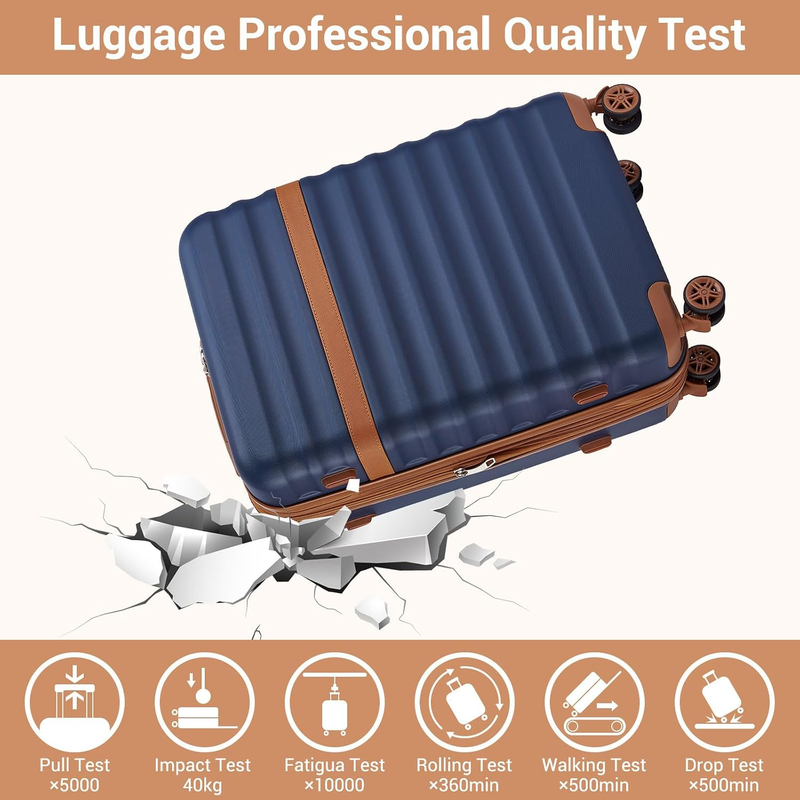 28 Inch Expandable Hardside Luggage ABS PC TSA Lock Suitcase Navy2