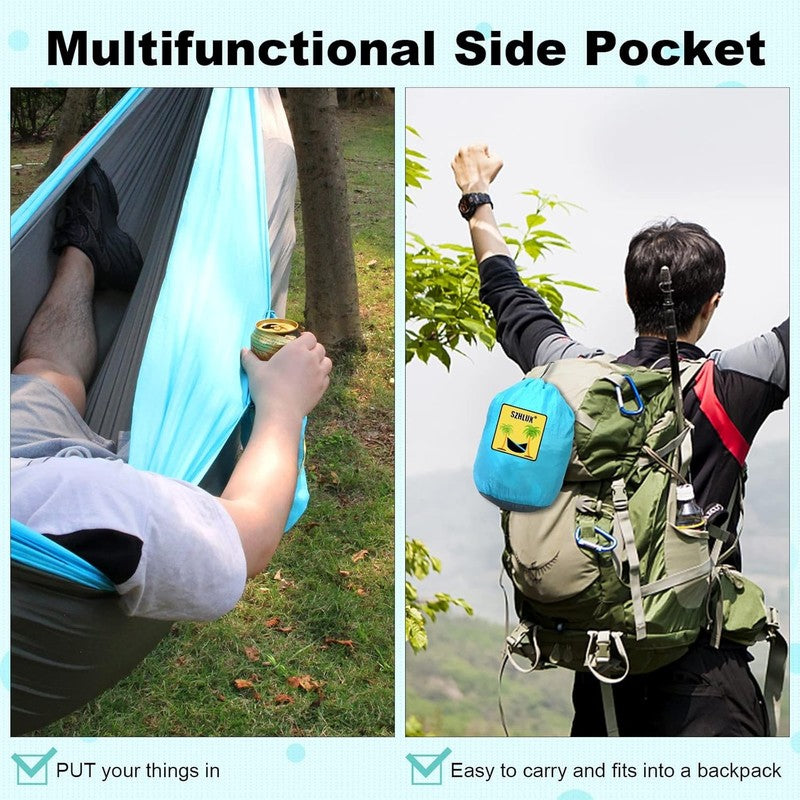 Camping Hammock Double & Single Portable Hammocks with 2 Tree Straps and Attache5