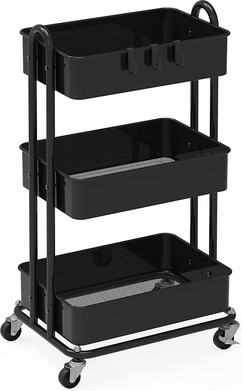 3-Tier Heavy Duty Metal Utility Rolling Cart, Black8