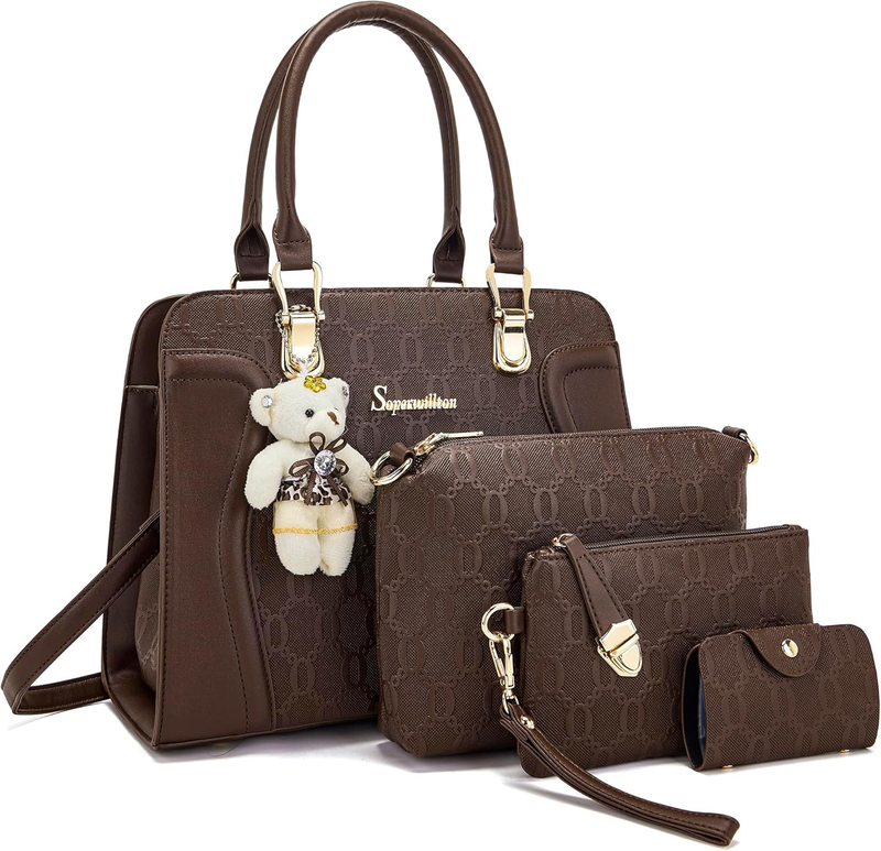 Women Fashion Handbag Set 4PCS Tote Shoulder Top Handle Satchel Purse11