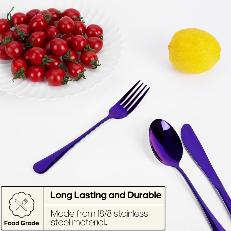Reusable Travel Utensils Set Stainless Steel Fork Spoon with Case Purple1