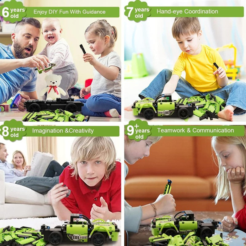STEM Building Toys for Kids with 2-In-1 Remote Control Racer Snap Together Engin1