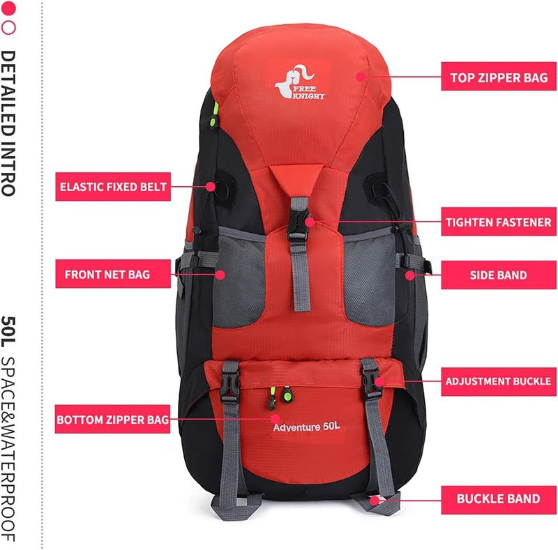 50L Hiking Backpack, Water Resistant Lightweight Outdoor Sport Daypack Travel Ba5