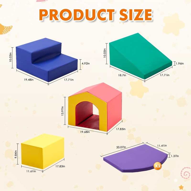 6PCS Soft Climbing Toys for Toddlers – Foam Climb & Crawl Play Set1