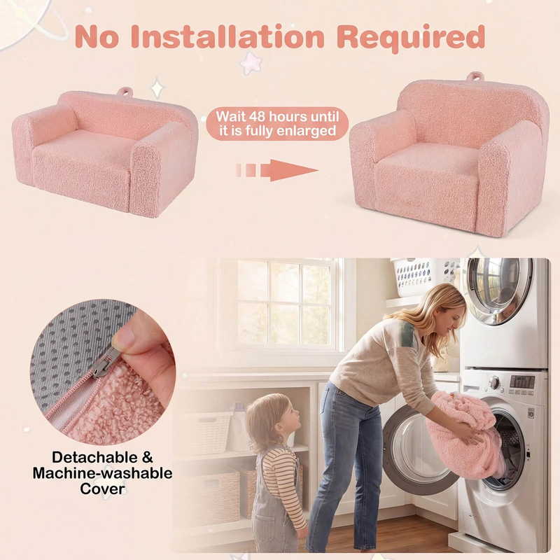 Kids Couch Portable Toddler Sofa with Handle Anti Slip Base Removable Comfy Chai7