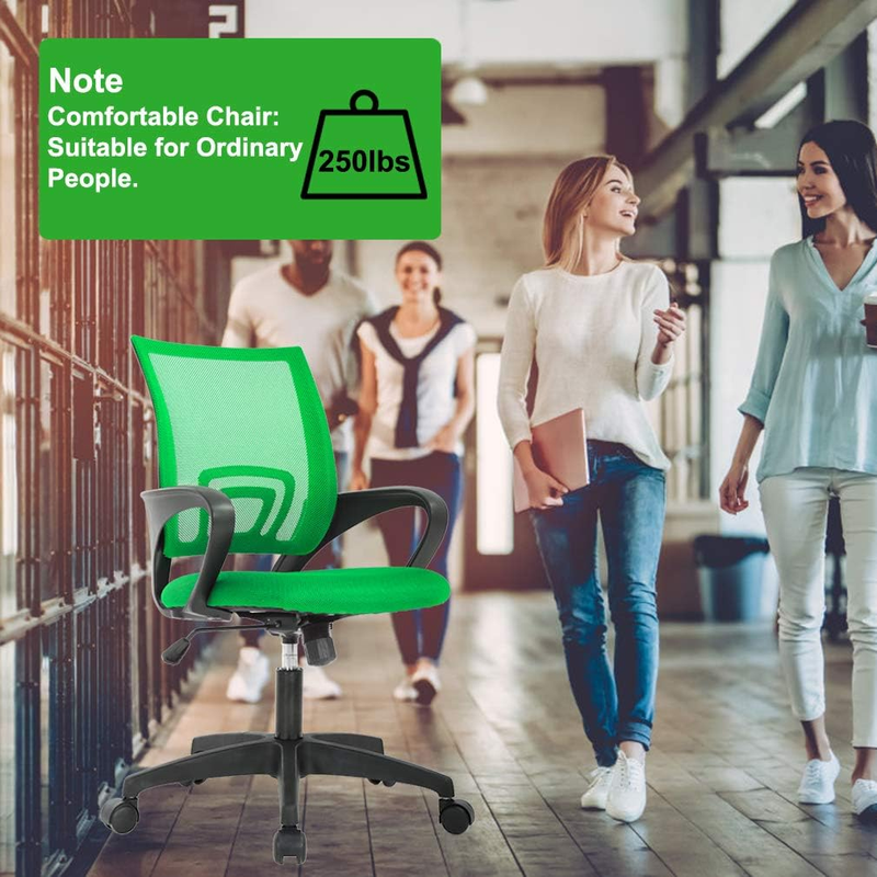 Ergonomic Office Chair Mid Back Swivel Desk Chair Lumbar Support Green4
