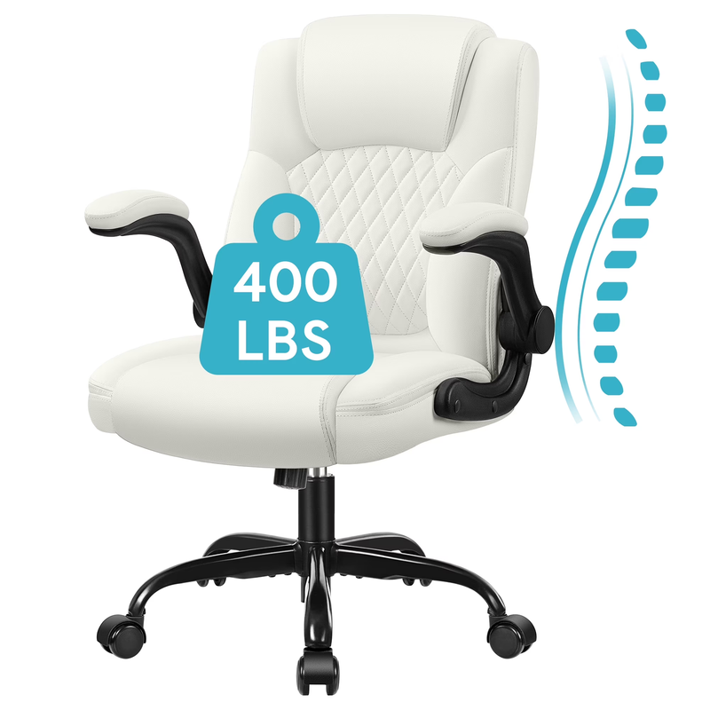 Ergonomic Leather Computer Office Chair 400LB Capacity White0