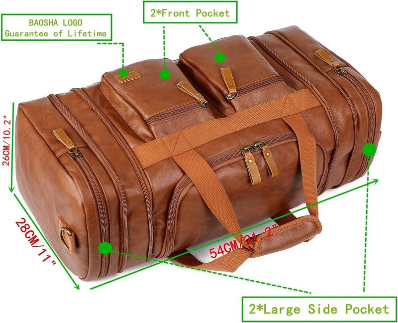 Vegan Leather Travel Duffel Bag Weekender Carry On Overnight Sports Bag HB 215
