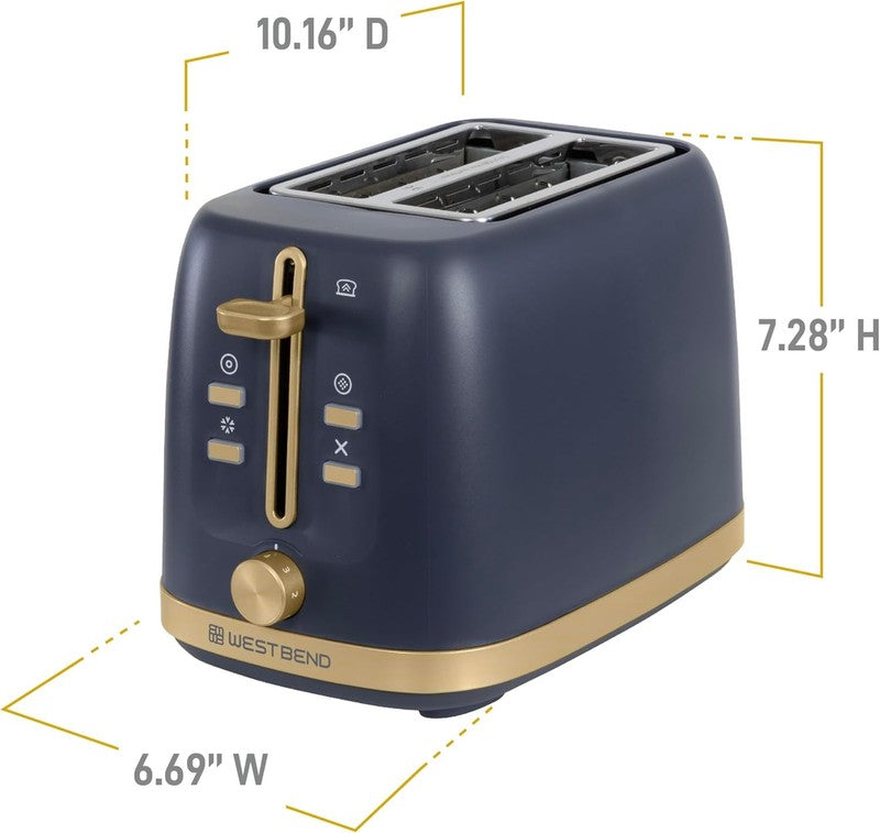 Timeless 2 Slice Toaster 7 Browning Levels Bagel Defrost High Lift Blue/Gold6