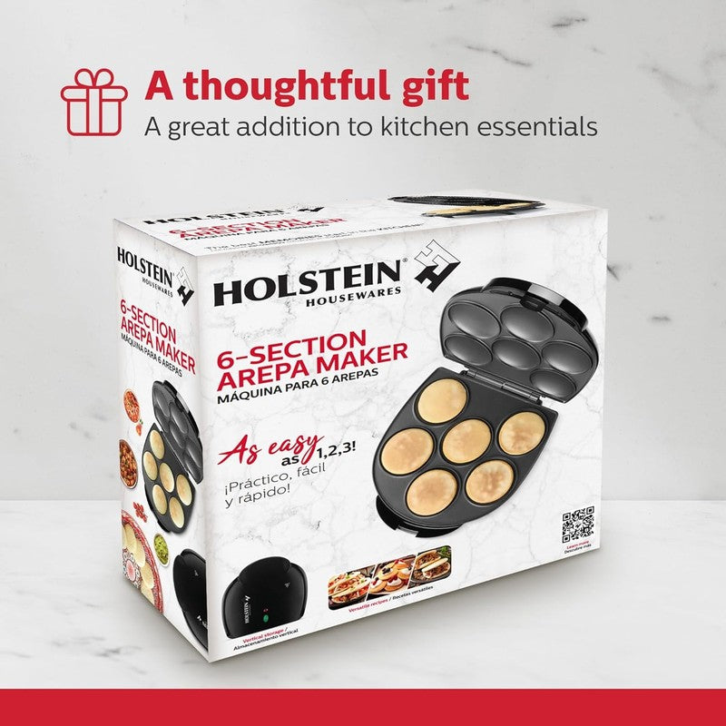 6-Section Nonstick Multi-Food Maker Arepas Pancakes Corncakes 12" Black7